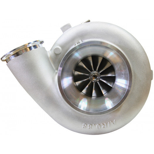 Aeroflow BOOSTED 94103 1.24 Turbocharger 2500HP, Natural Cast Finish External Wastegate, T6 Twin Entry Inlet Flange, V-Band Exhaust Flange