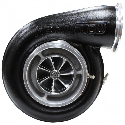 Aeroflow BOOSTED 7575 1.10 Turbocharger 1050HP, Hi Temp Black Finish External Wastegate, T4 Twin Entry Inlet Flange, V-Band Exhaust Flange