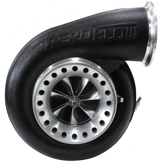 Aeroflow BOOSTED 8075 1.10 Turbocharger 1250HP, Hi Temp Black Finish External Wastegate, T4 Twin Entry Inlet Flange, V-Band Exhaust Flange