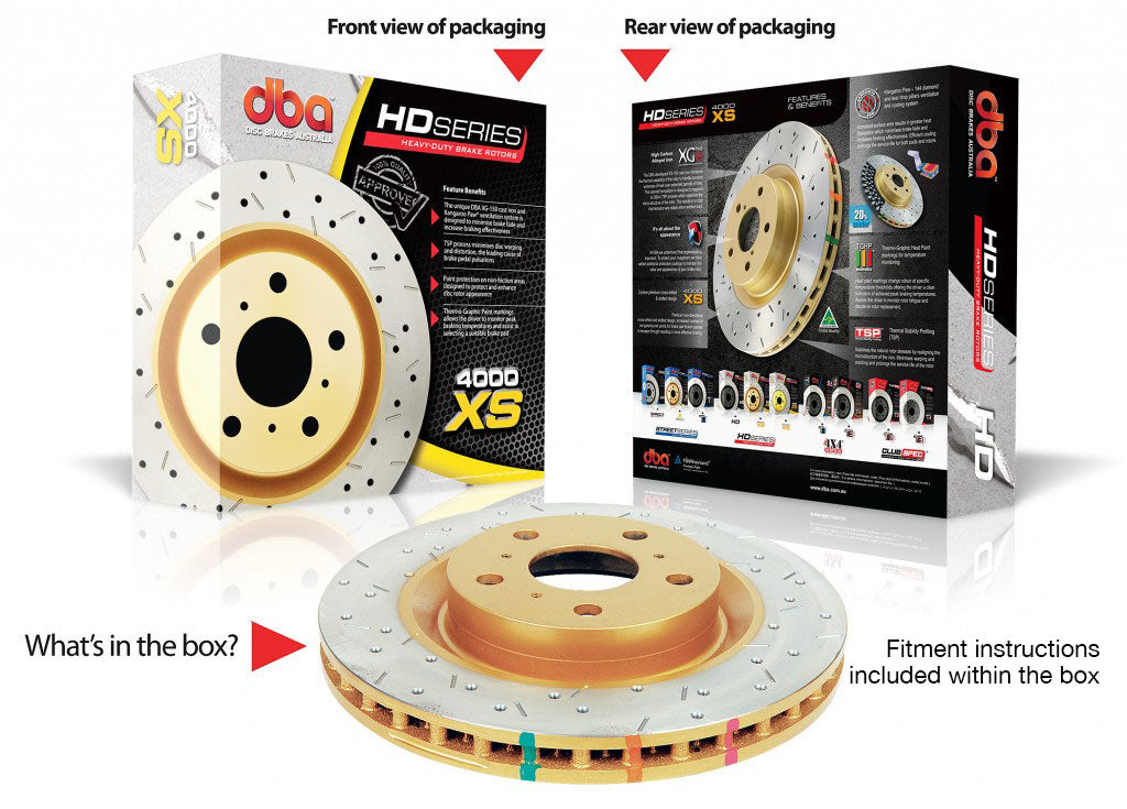 DBA ROTOR PAIR 4000 XS Cross-drilled/slotted FOR [ Holden 71-85 HQ/HJ/HX/HZ F ] HUB TYPE