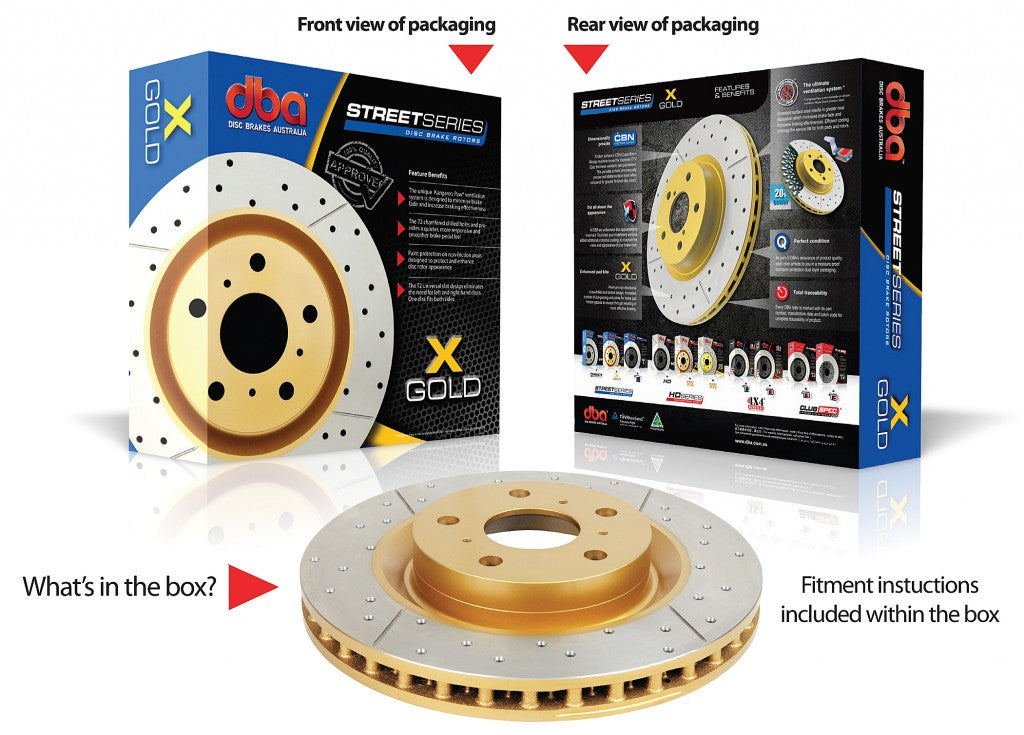 DBA ROTOR PAIR Street Gold Cross-drilled/slotted FOR [ Landrover 05-> F ] DBA2090X