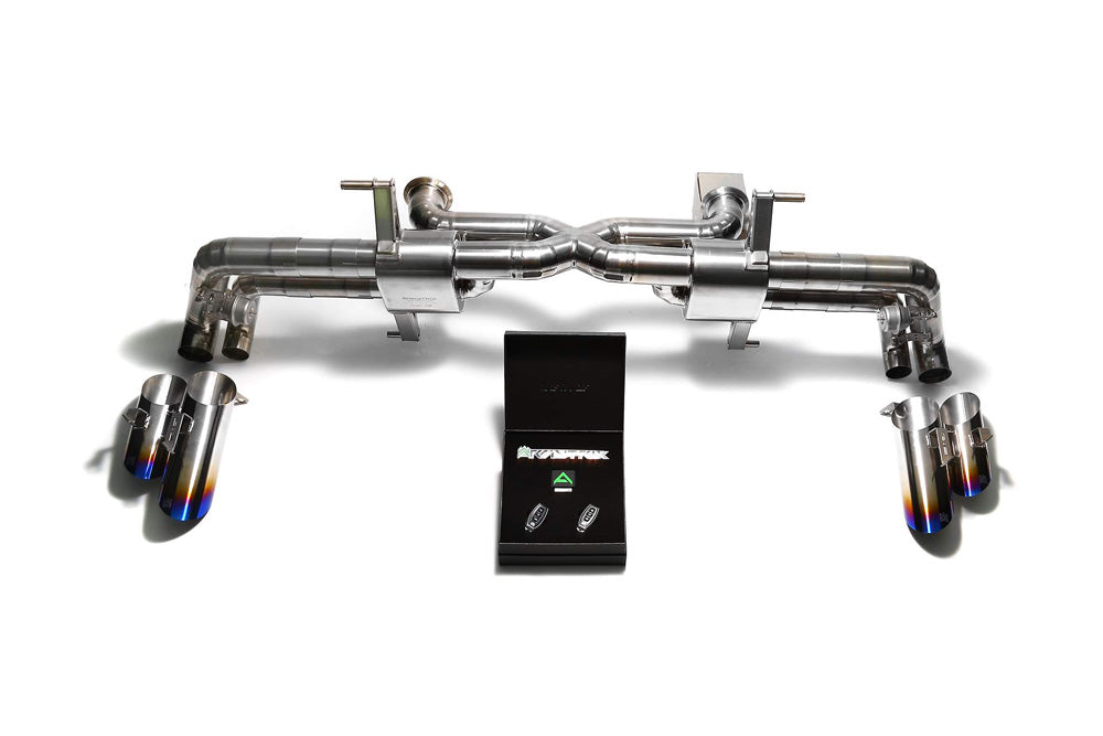 ARMYTRIX Titanium Valvetronic Exhaust System Quad Titanium Blue Tips Lamborghini Huracan LP610 | LP580 15-20