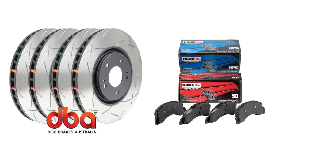 Perfect upgrade front & rear brake combo kit for Toyota LANDCRUISER 80 series (DBA + HAWK)