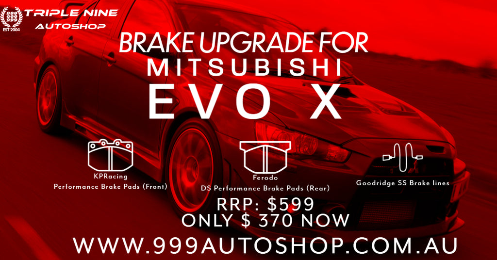 BRAKE UPGRADE FOR MITSUBISHI EVO X ( FRONT AND REAR BRAKE PADS + BRAKE LINE)