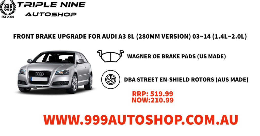 FRONT BRAKE UPGRADE FOR AUDI A3 8L (280MM VERSION) 03~14 (1.4L~2.0L)