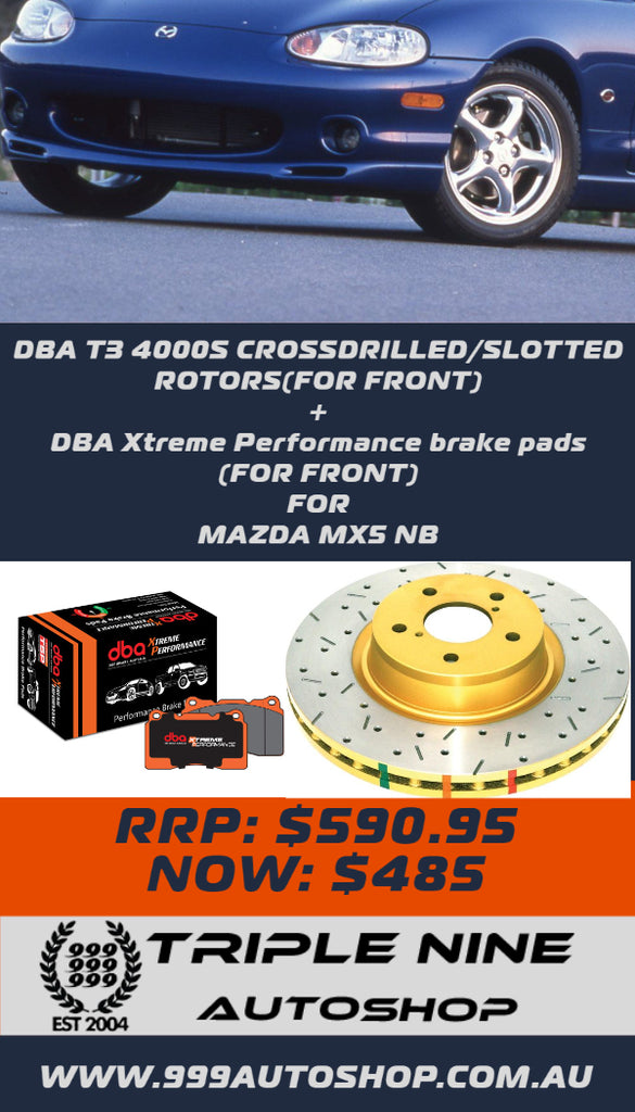 BRAKE UPGRADE FOR MAZDA MX5 NB (DBA T3 XS ROTORS + DBA XP BRAKE PADS)