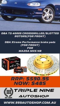 BRAKE UPGRADE FOR MAZDA MX5 NB (DBA T3 XS ROTORS + DBA XP BRAKE PADS)