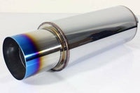 NEW POWER SPIRIT TITANIUM TIP EXHAUST REAR MUFFLER 2.5 INCH 63MM INLET - UNIVERSAL MUFFLER WITH Silencer