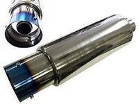 NEW POWER SPIRIT TITANIUM TIP EXHAUST REAR MUFFLER 2.5 INCH 63MM INLET - UNIVERSAL MUFFLER WITH Silencer