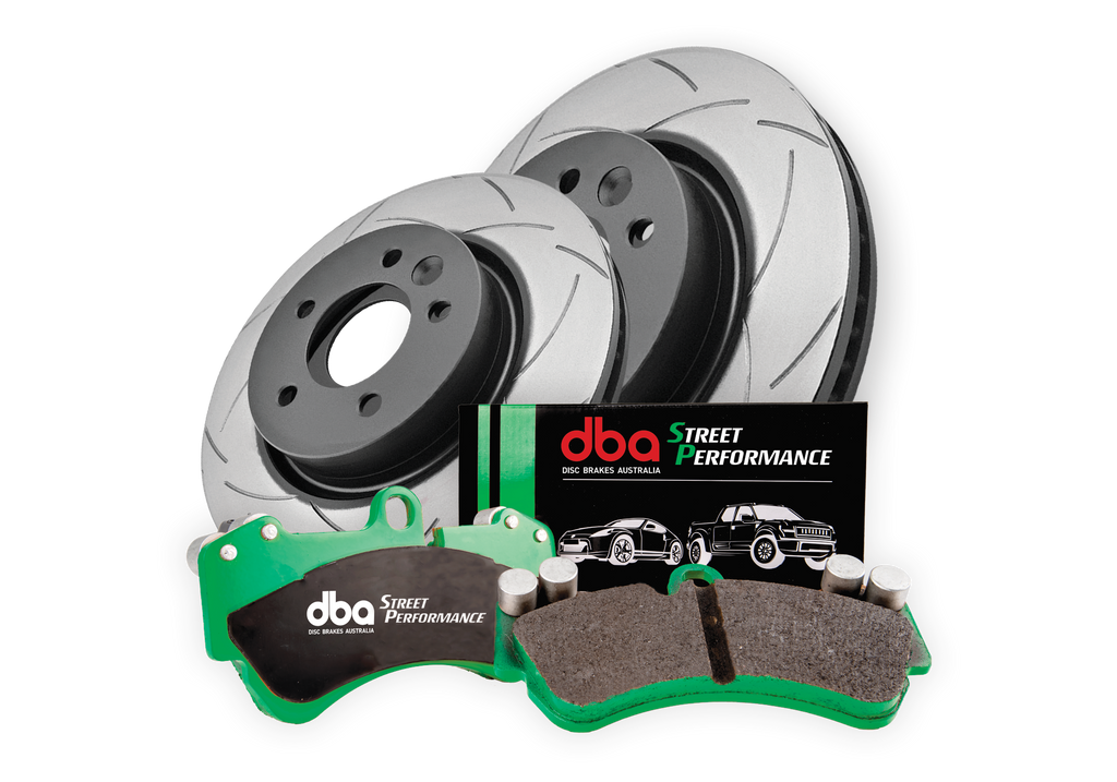 BRAKE UPGRADE FRONT (DBA T2 SLOTTED ROTORS + DBA STREET PERFORMANCE BRAKE PADS ) FOR VW GOLF R MK7/MK7.5  AUDI S3