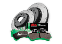 BRAKE UPGRADE FRONT (DBA T2 SLOTTED ROTORS + DBA STREET PERFORMANCE BRAKE PADS ) FOR VW GOLF R MK7/MK7.5  AUDI S3