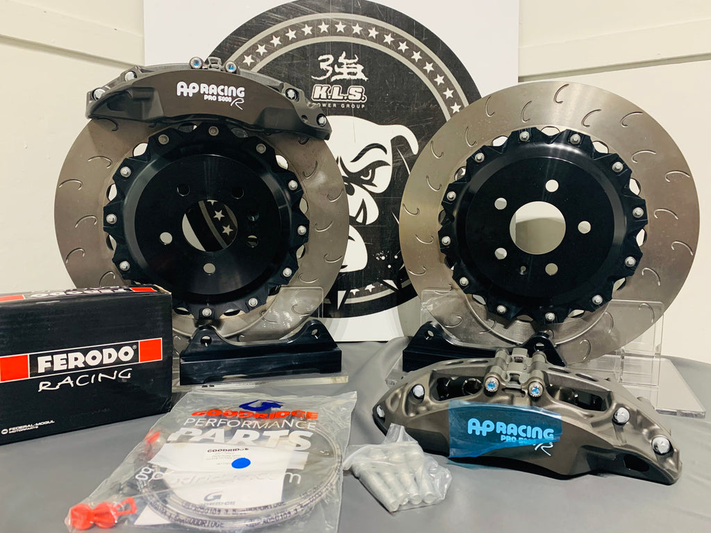 AP RACING PRO 5000 R (CP 9668) FOR AUDI RS4 WITH AP RACING J HOOK ROTORS + AP RACING FLOATING NUTS