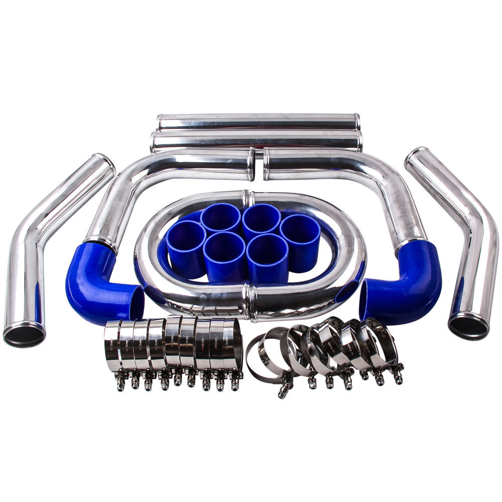 UNIVERSAL ALUMINIUM INTERCOOLER PIPING KIT 2.5" / 63MM 8 PIPES + SILICONE HOSES