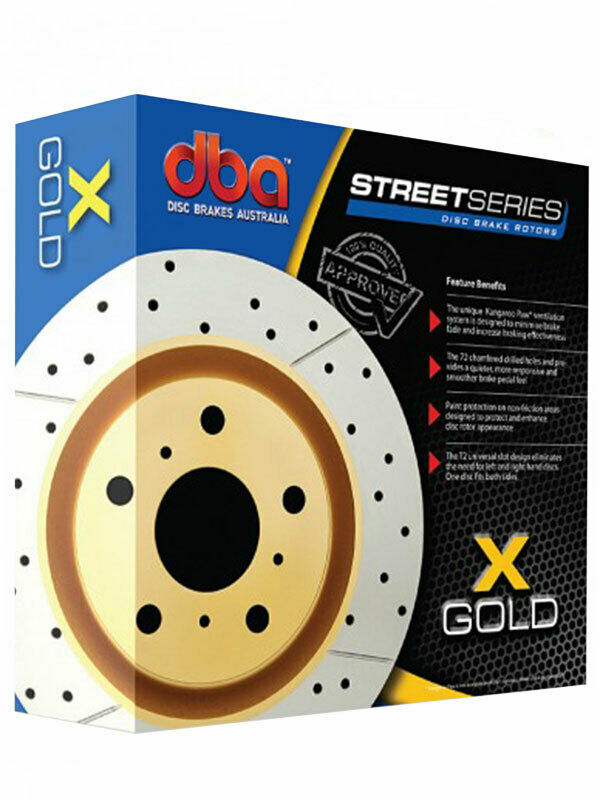 2 x DBA X-Gold Cross-Drilled Slotted Rotor FOR LEXUS RX MCU3_ (DBA2703X)