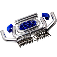 UNIVERSAL ALUMINIUM INTERCOOLER PIPING KIT 2.5" / 63MM 8 PIPES + SILICONE HOSES